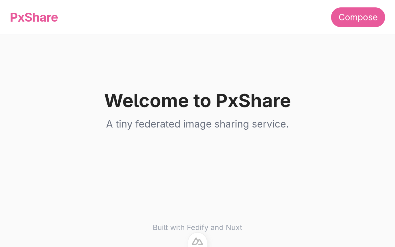 The home page after signup, reachable now that the instance has an
account.